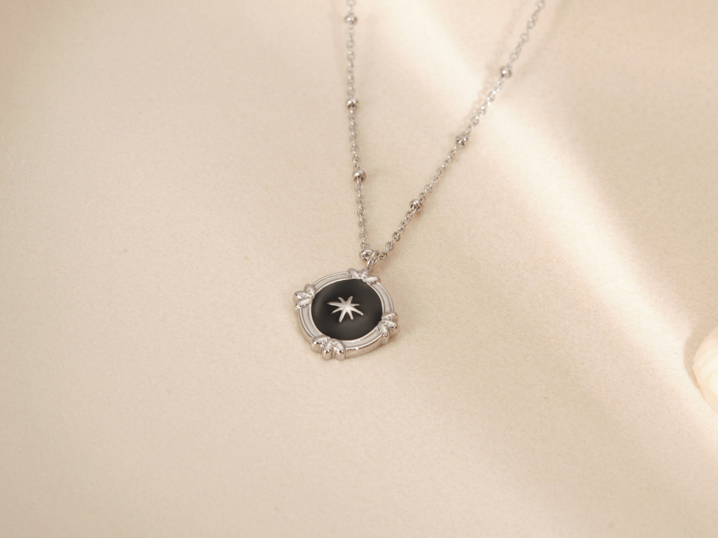 Dainty Black Enamel North Star Necklace Vintage Star Necklace North Star Necklace Birthday Gift Graduation Gift Layered Necklace WATERPROOF