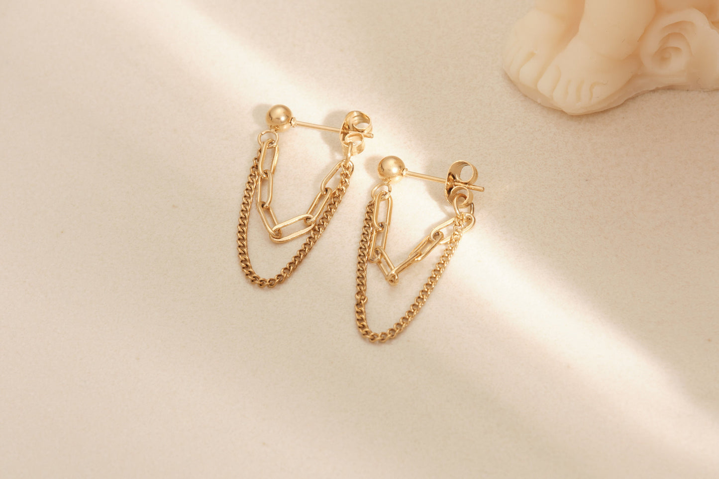 Simple Geometric Drop Chain Link Dangle Minimalist Modern Trending Streetwear Earring Accessory Non tarnish Earring Chain Earring WATERPROOF