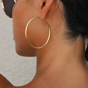 Gold Seamless Hoop Earrings, Gold Hoops, Gold Earrings, Gold Continuous Hoops, Plain Hoops, Simple Hoops, Large Hoops, WATERPROOF Earrings
