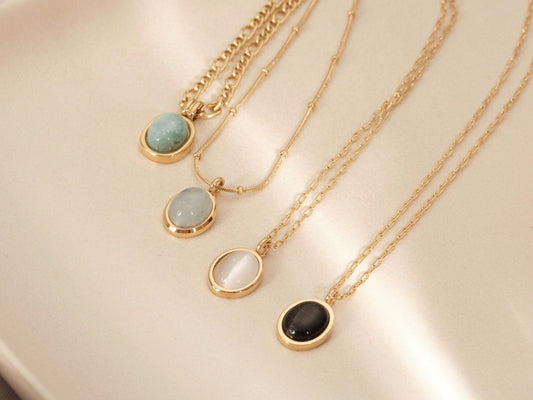 Clear Quartz Gemstone Necklace, Natural Amazonite Necklace, Natural Aquamarine Necklace, Natural Stone Necklace, Gem Necklace, Gift for her