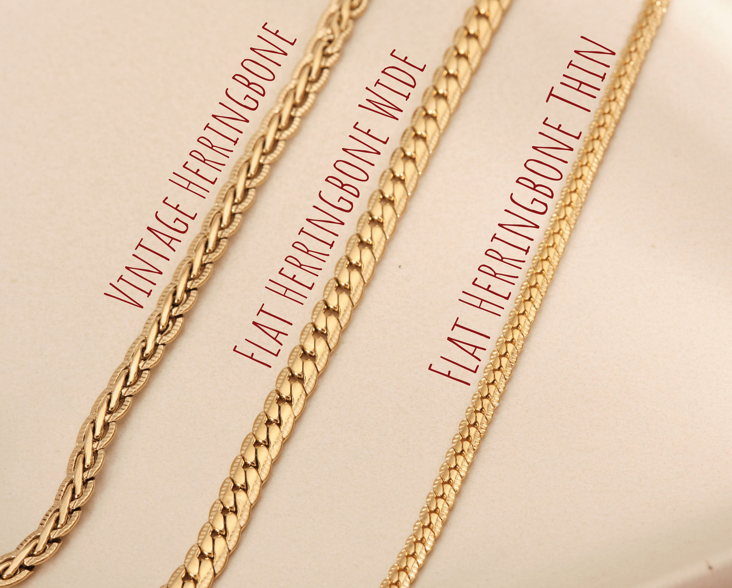 18K Gold Herringbone Choker Necklace Zirconia Gemstone Necklace, CZ Choker Necklace, Zircon Pendant, Snake Chain Choker Waterproof Necklace