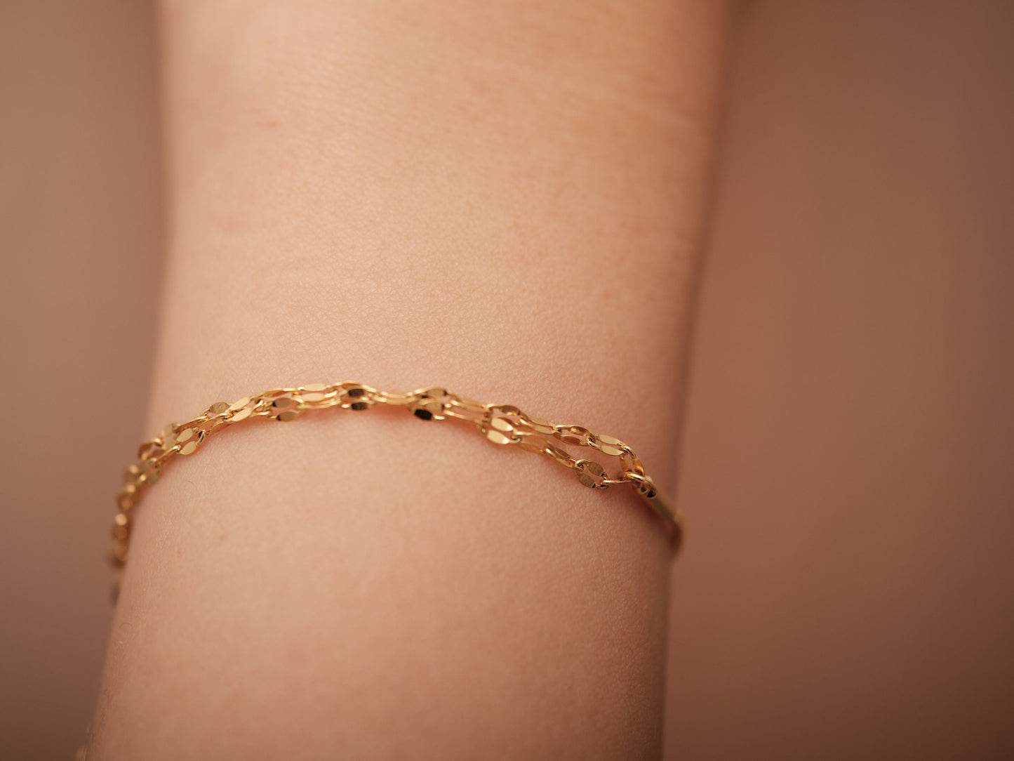 Gold Chain Bracelet, Sequin Chain Bracelet, Simple Bracelet, Lace chain bracelet Dainty Bracelet, Layering Bracelet, Herringbone Bracelet