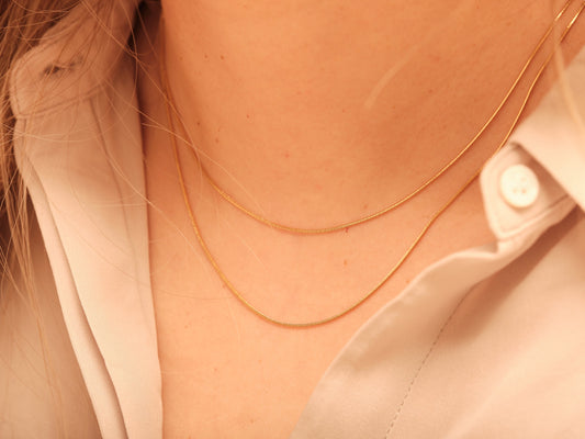 Gold Double Snake chain Double Herringbone Chain Necklace Gold Herringbone Necklace, 2 in 1 Gold Snake Chain Necklace, Choker