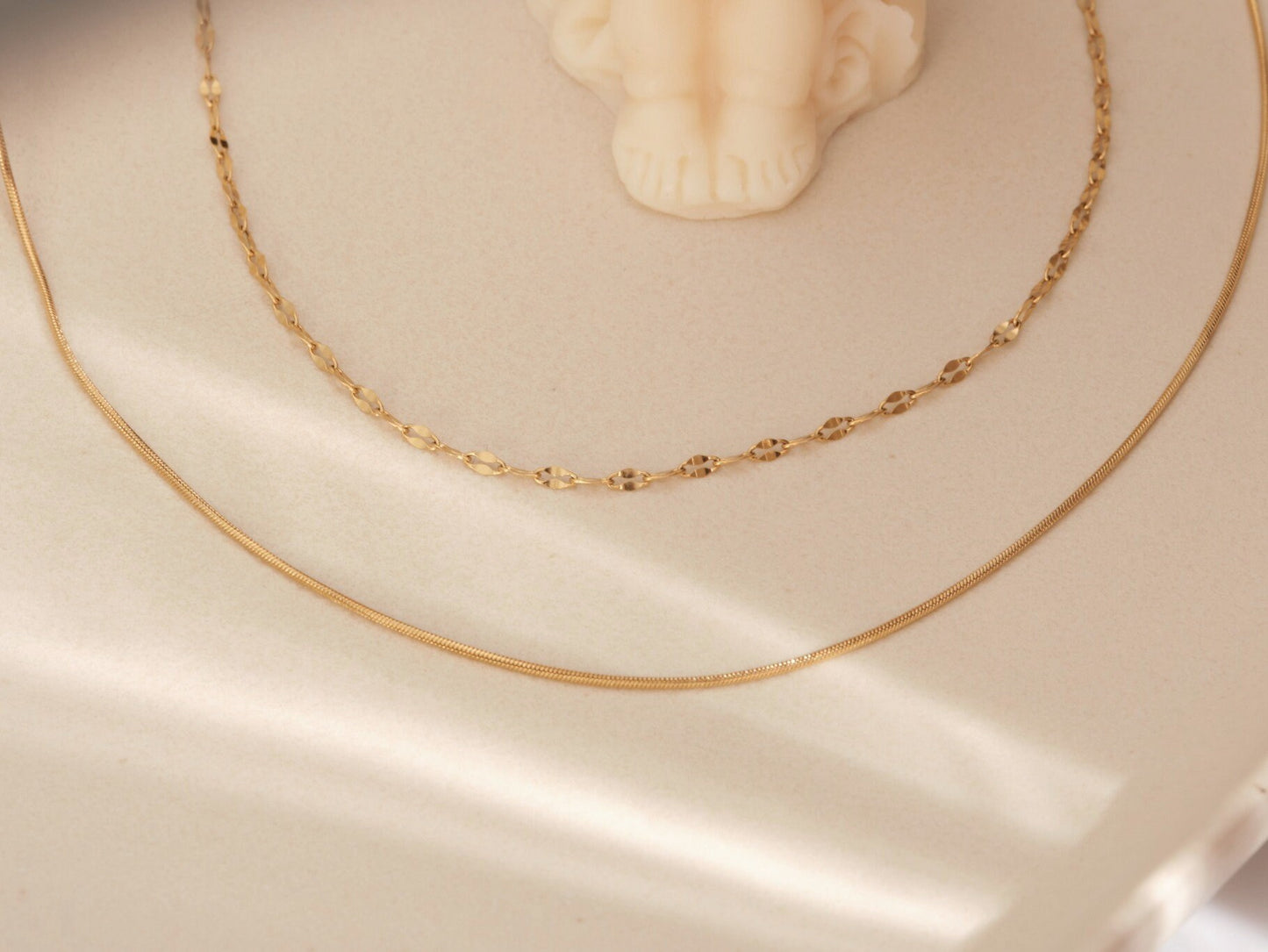 2 layers necklace Double Layered choker Gold Double necklace Lace chain choker snake chain necklace omega chain choker Sequin chain Necklace