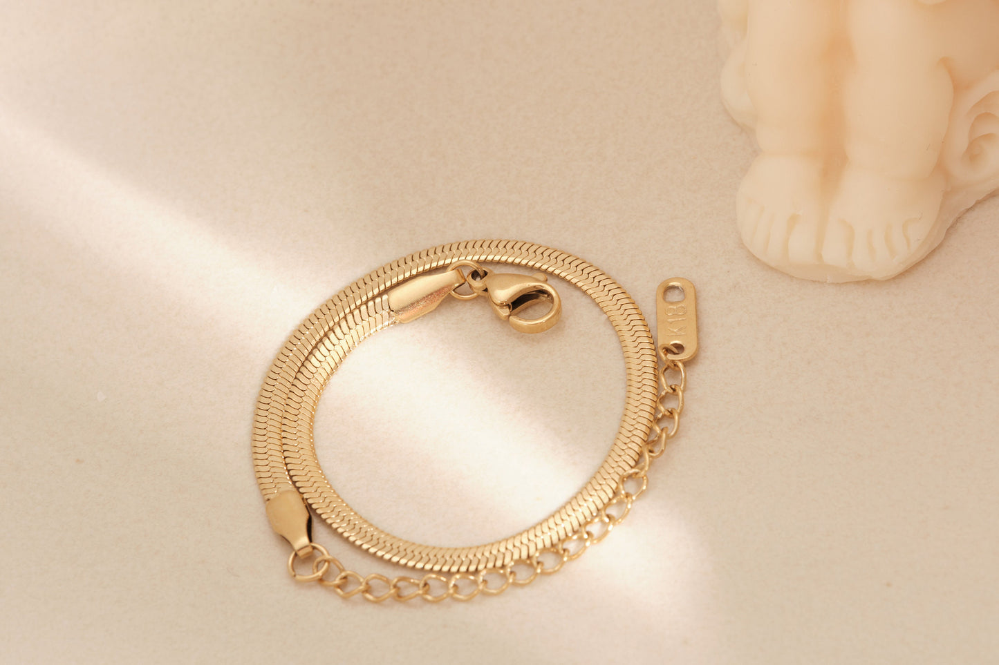 Gold Herringbone Bracelet, Gold snake chain bracelet, Gold Chain Bracelet, Gold Bracelet, 3mm width Herringbone Bracelet, Waterproof