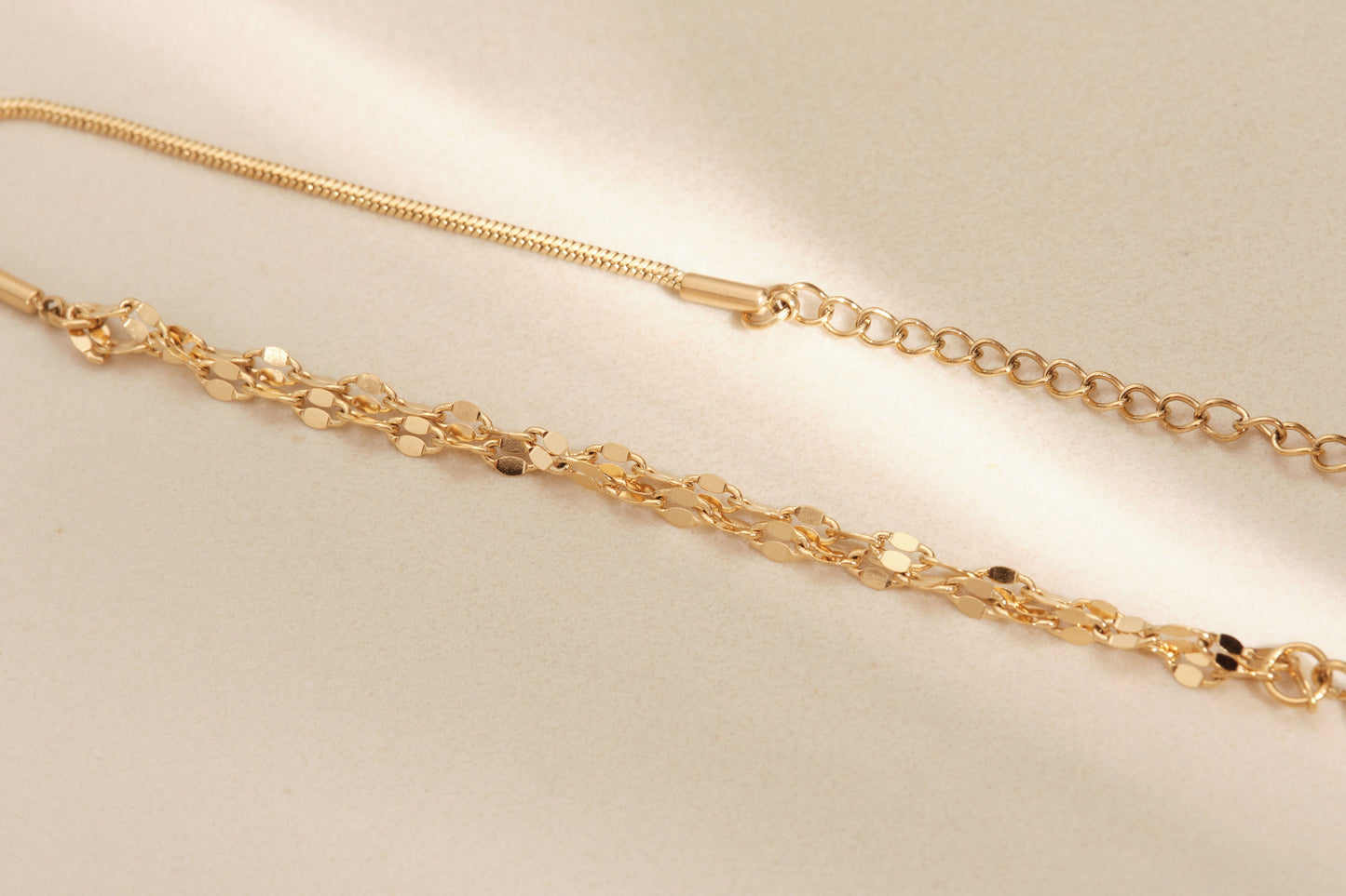 Gold Chain Bracelet, Sequin Chain Bracelet, Simple Bracelet, Lace chain bracelet Dainty Bracelet, Layering Bracelet, Herringbone Bracelet