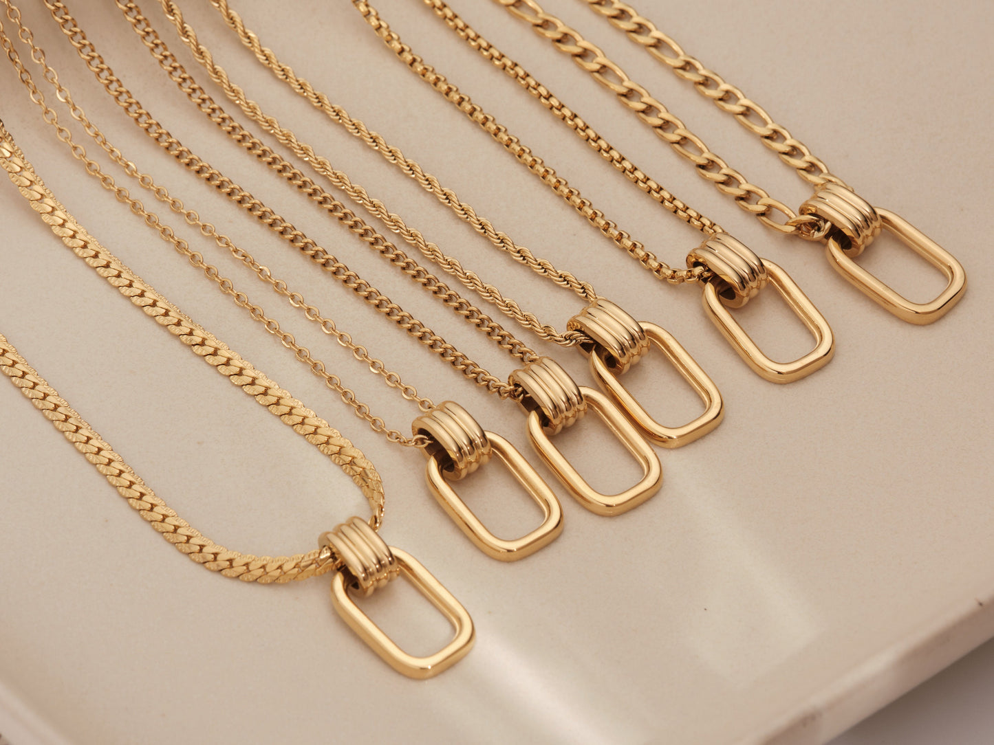 Gold Open Rectangle Necklace, Simple Minimal Layering, Cable Chain, Geometric, Open Bar Pendant Necklace, Best choose for Modern Look