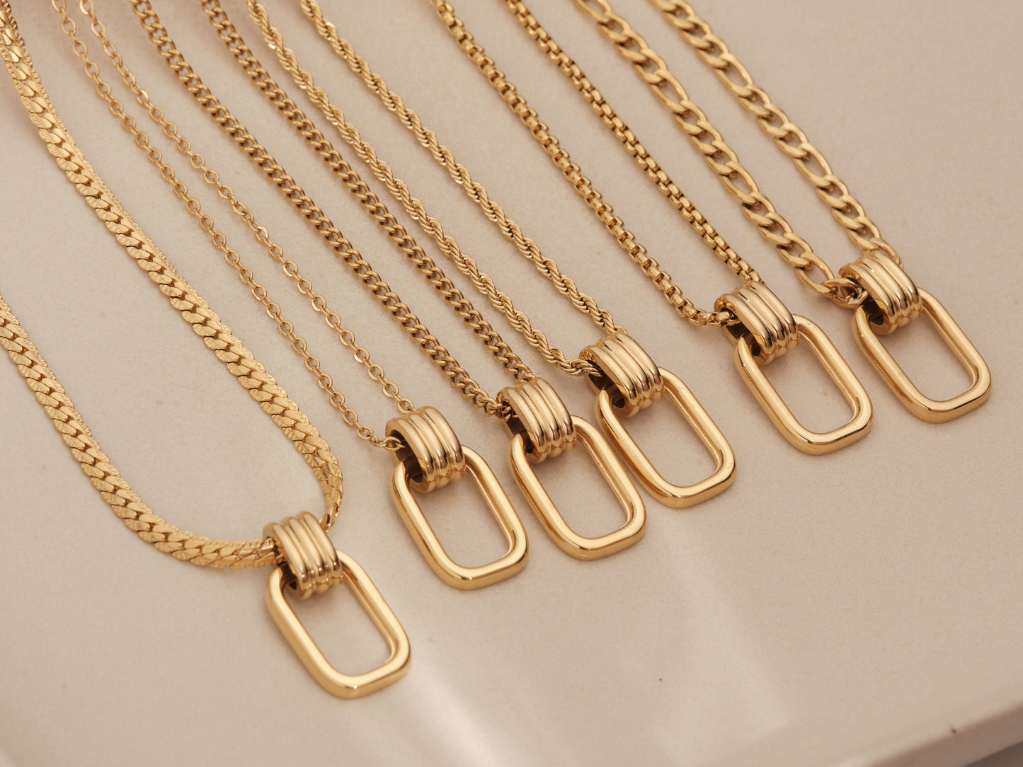 Gold Open Rectangle Necklace, Simple Minimal Layering, Cable Chain, Geometric, Open Bar Pendant Necklace, Best choose for Modern Look