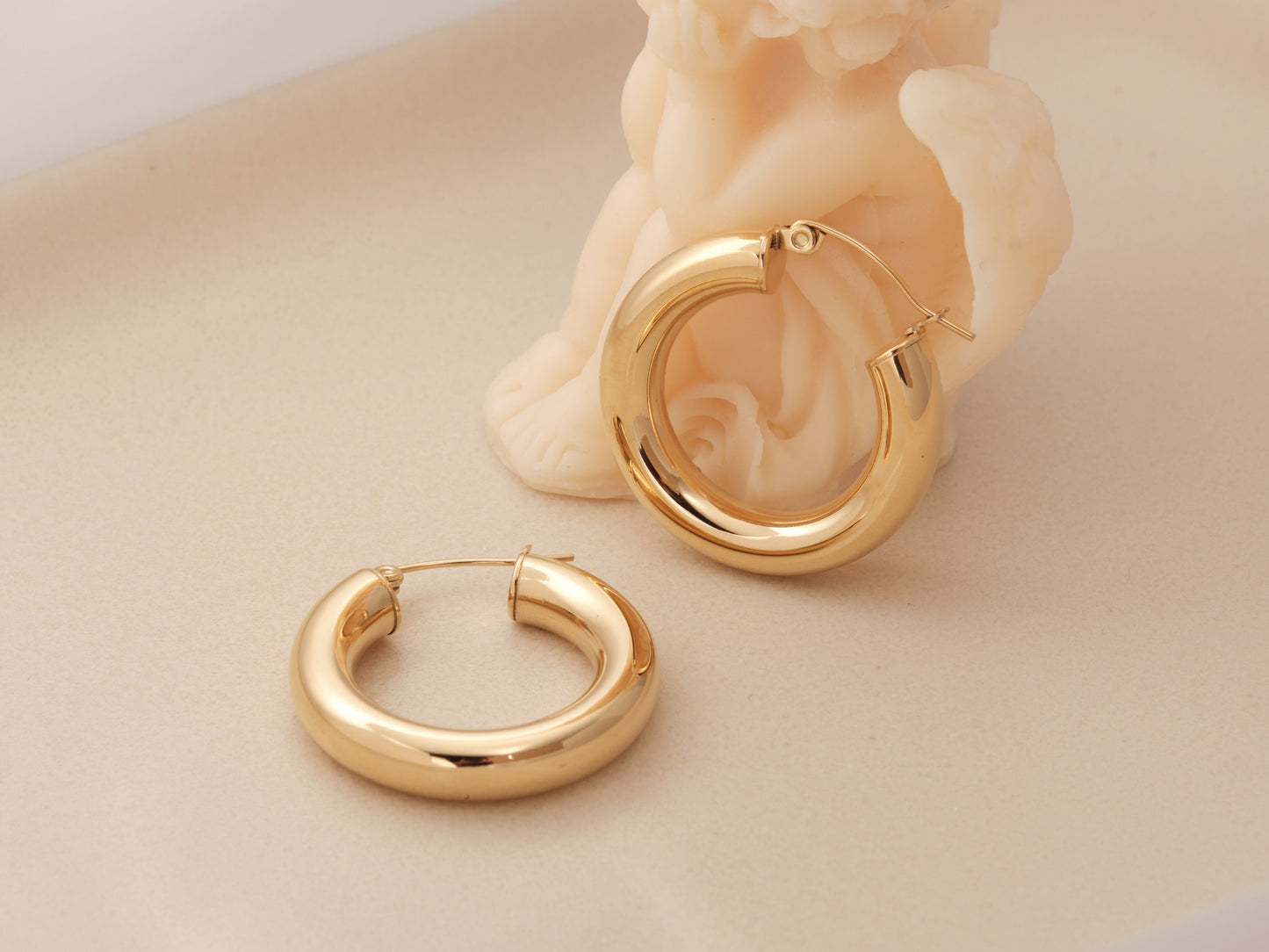 Chunky Gold Hoops,Chunky Hoops, Silver Hoop Earrings,Light Weight Hoops,Tube Hoops, Thick Hoops, Medium Hoop Earrings EXRRA THIN POST