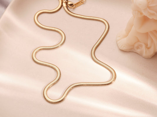 18K Gold Thick Herringbone Necklace Gold Snake Necklace Herringbone Choker Herringbone Chain Layered Necklace Snake Chain Necklace