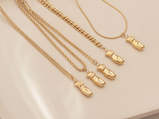 Abstract Female Body Silhouette Necklace, Female Silhoutte Necklace, Gold Statement Earring Minimal Earrings, Modern Earring WATERPROOF