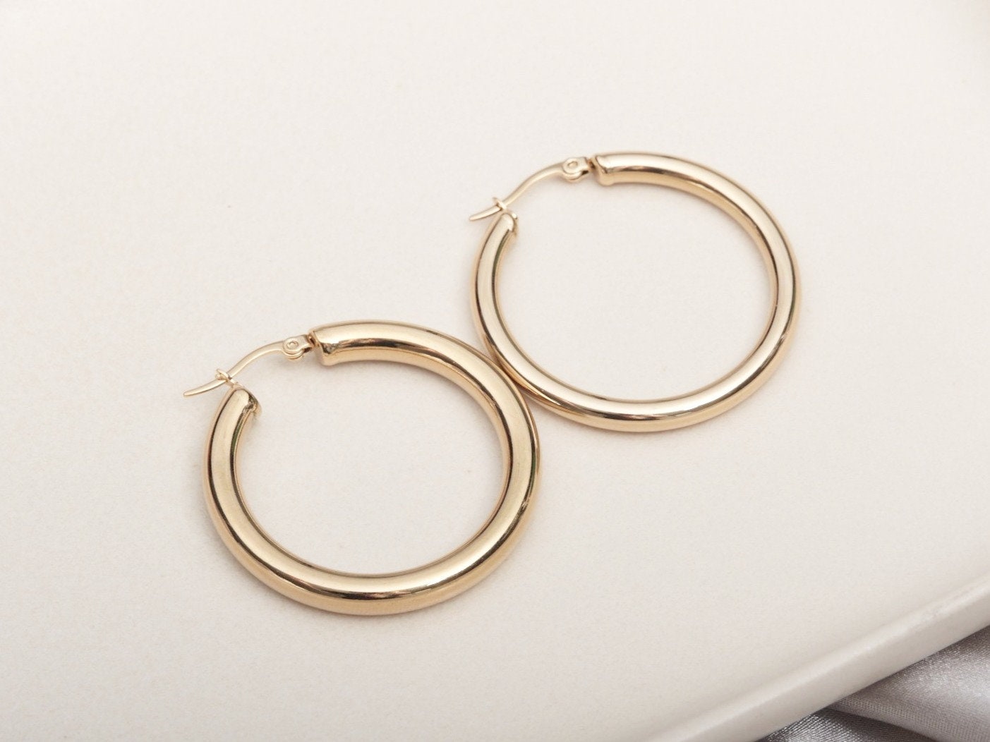 Gold PVD Earrings, Gold Hoop Earrings, Chunky Hoops, Gold Chunky Hoop Earrings, Thick Hoop Earrings, Chunky Gold Earrings, WATERPROOF