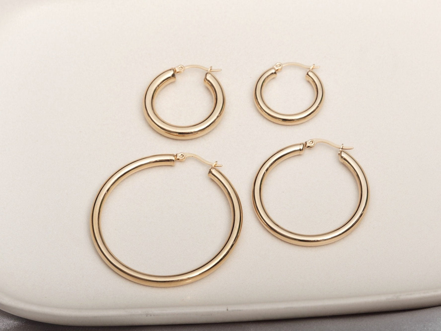 Gold PVD Earrings, Gold Hoop Earrings, Chunky Hoops, Gold Chunky Hoop Earrings, Thick Hoop Earrings, Chunky Gold Earrings, WATERPROOF