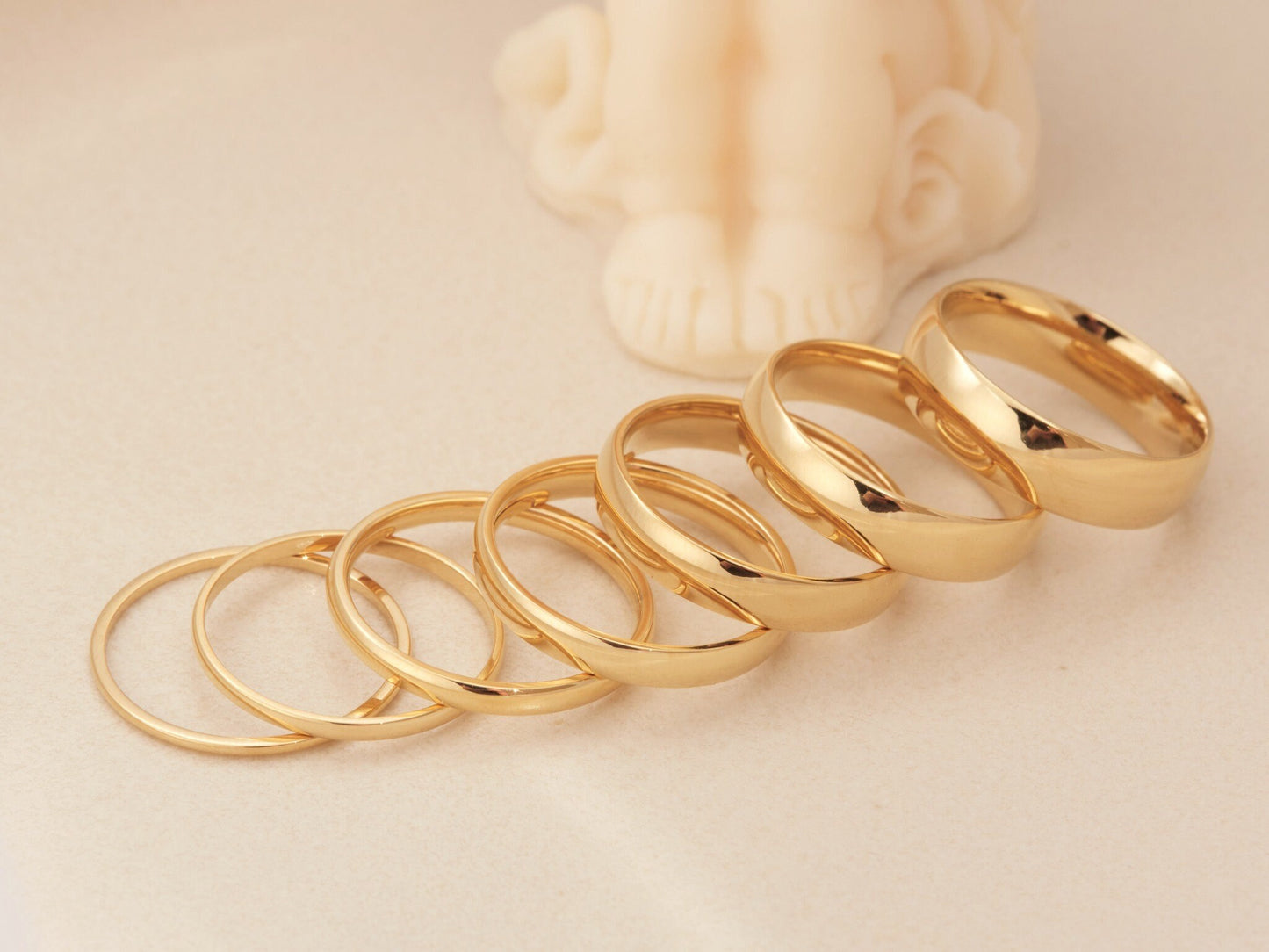 Gold Ring 2mm 4mm 6mm Width 18K Gold Stainless Steel Stacking Ring Gold Thin Ring Gold Thin Band Waterproof Ring Tarnish-resistant