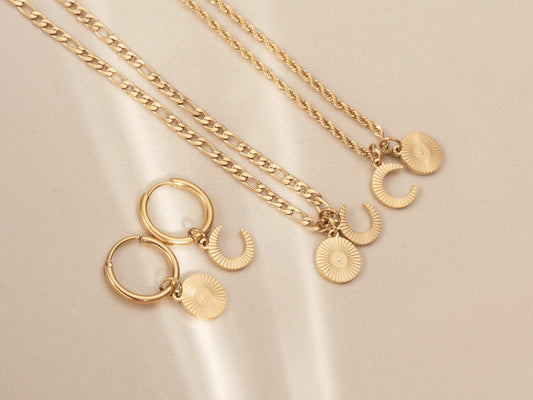 Gold Sun and Moon Necklace Gold Sun Crescent Moon Necklace Gold Moon Necklace Eclipse Necklace Sun Pendant Gold Sunbeam Necklace