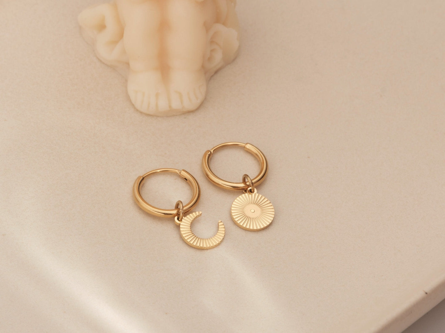 Gold Sun and Moon Necklace Gold Sun Crescent Moon Necklace Gold Moon Necklace Eclipse Necklace Sun Pendant Gold Sunbeam Necklace