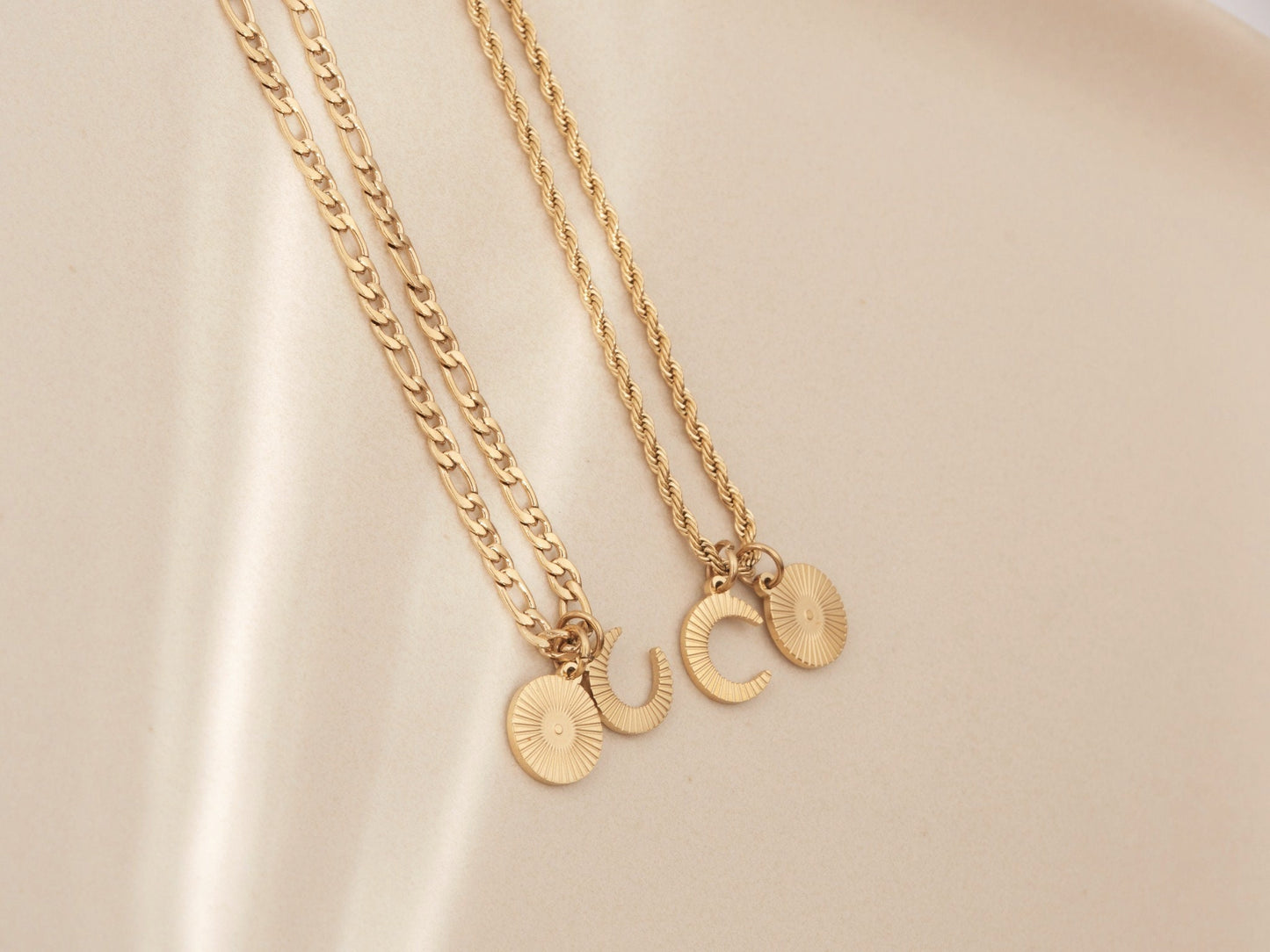 Gold Sun and Moon Necklace Gold Sun Crescent Moon Necklace Gold Moon Necklace Eclipse Necklace Sun Pendant Gold Sunbeam Necklace