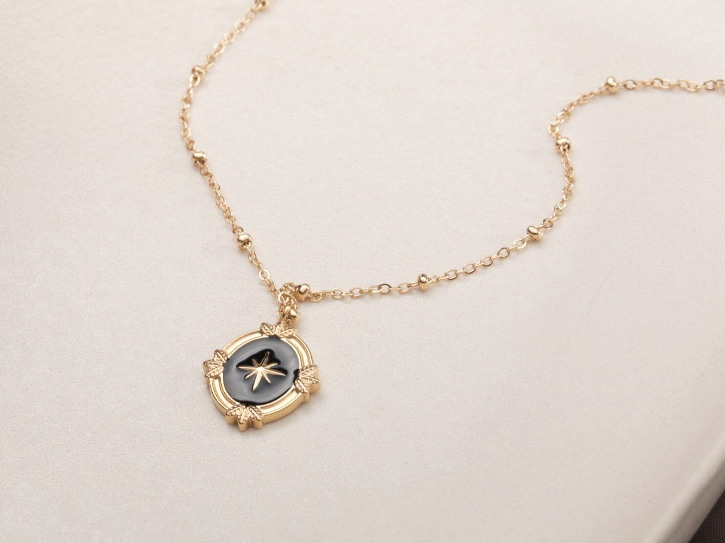 Dainty Black Enamel North Star Necklace Vintage Star Necklace North Star Necklace Birthday Gift Graduation Gift Layered Necklace WATERPROOF