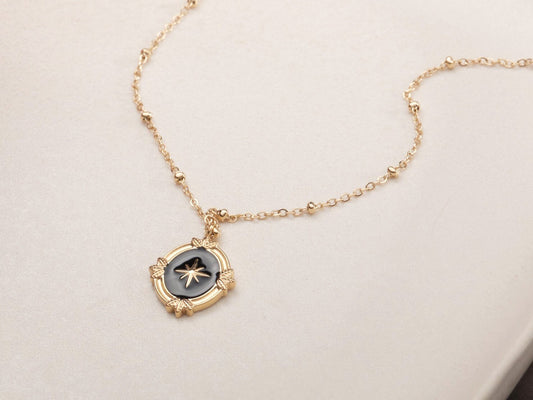 Dainty Black Enamel North Star Necklace Vintage Star Necklace North Star Necklace Birthday Gift Graduation Gift Layered Necklace WATERPROOF