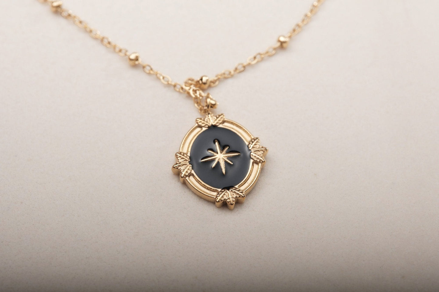 Dainty Black Enamel North Star Necklace Vintage Star Necklace North Star Necklace Birthday Gift Graduation Gift Layered Necklace WATERPROOF