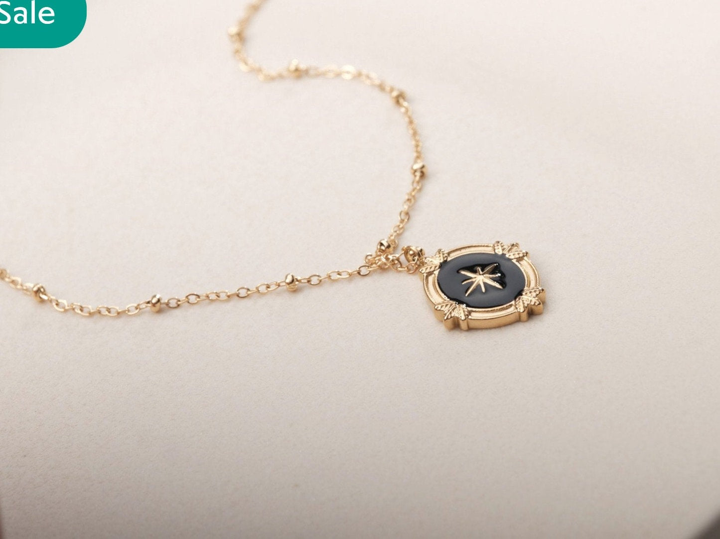 Dainty Black Enamel North Star Necklace Vintage Star Necklace North Star Necklace Birthday Gift Graduation Gift Layered Necklace WATERPROOF