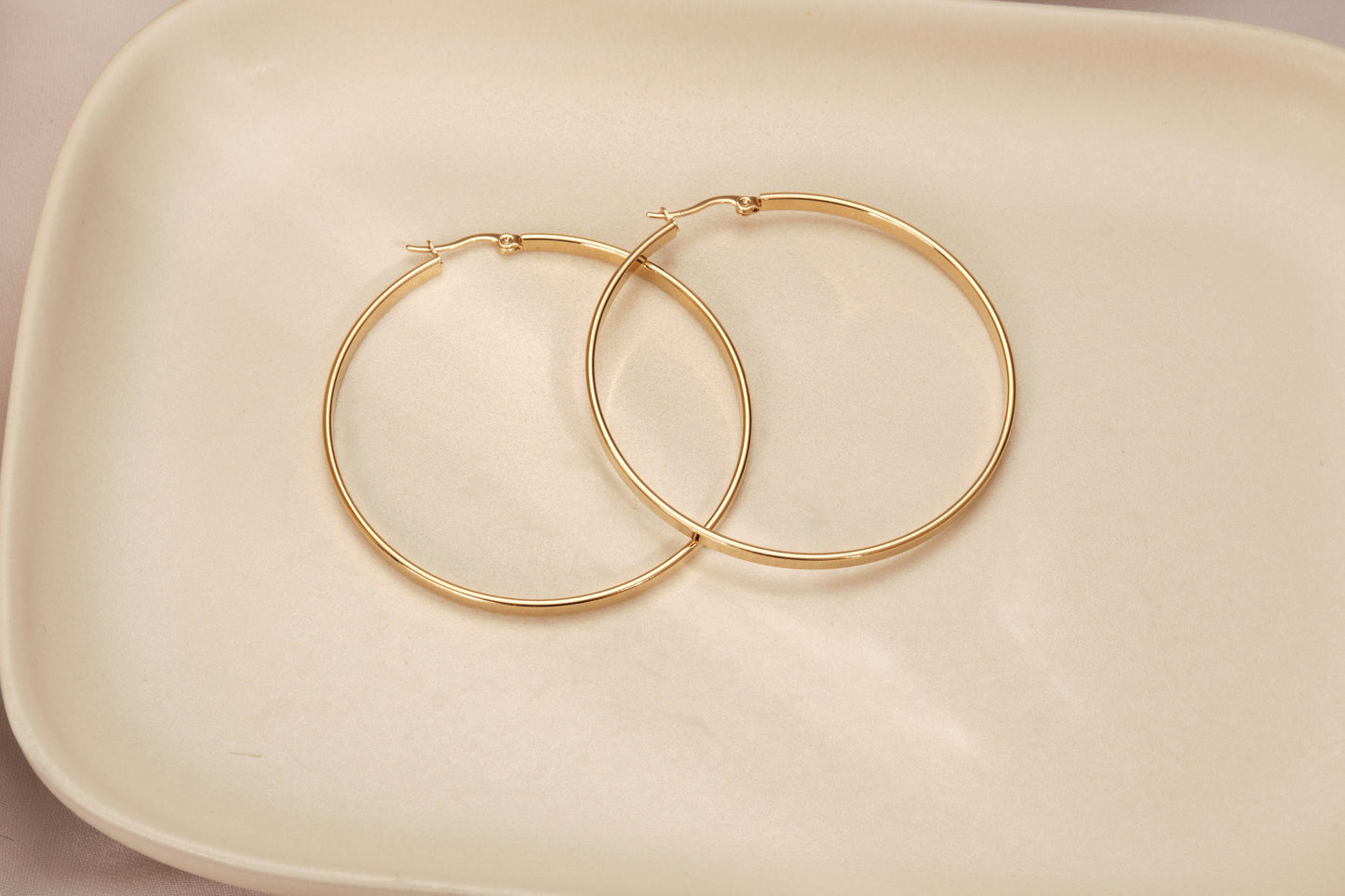 Gold Hoop Earrings, Gold Hoops, Gold Earrings, Large Hoops, Large Gold Hoop Earrings, WATERPROOF, Tarnish Free Earrings, Plain Hoops