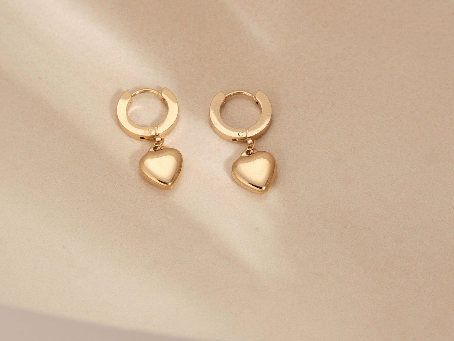 Gold Heart Earrings, Gold Hoops, Heart Charm, Gold Earrings, WATERPROOF, Gift for her, Tarnish Free, Gift for Girls Birthday