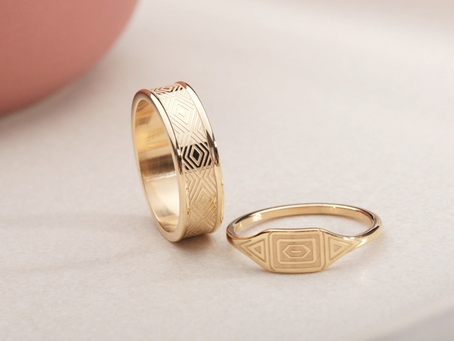 Gold Rings 18k Gold Ancient Greek Pattern Ring, Pinky Ring Stacking Ring, Boho Rings, Band Rings, Dainty Rings, Statement Ring
