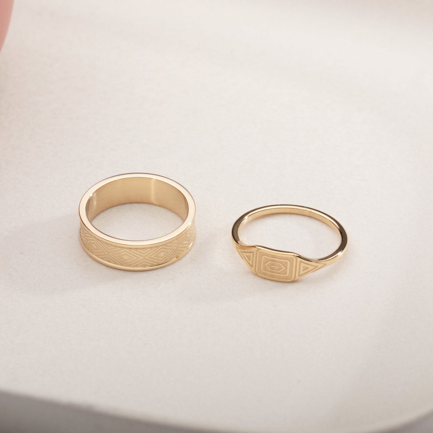 Gold Rings 18k Gold Ancient Greek Pattern Ring, Pinky Ring Stacking Ring, Boho Rings, Band Rings, Dainty Rings, Statement Ring