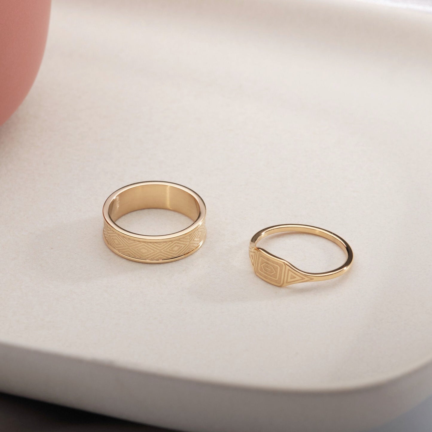 Gold Rings 18k Gold Ancient Greek Pattern Ring, Pinky Ring Stacking Ring, Boho Rings, Band Rings, Dainty Rings, Statement Ring