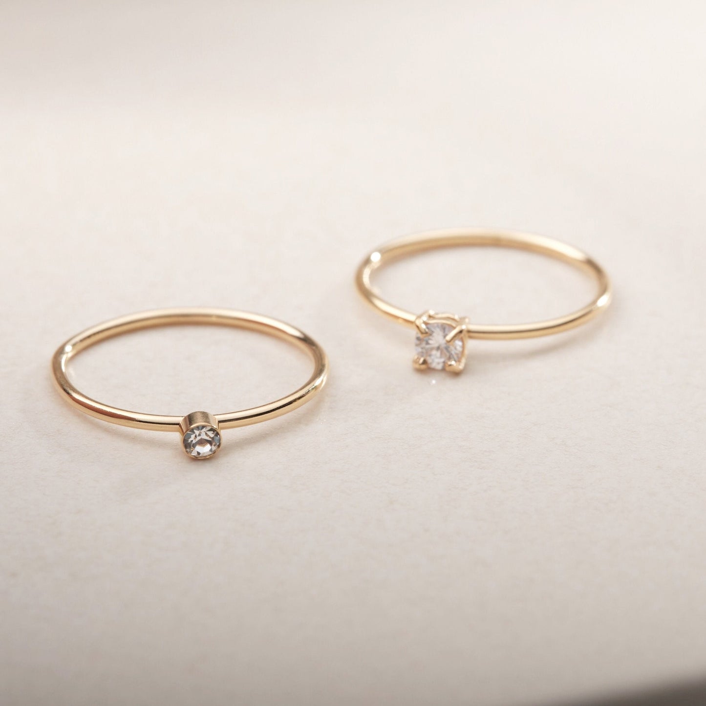 18K Gold Minimalist ring, Thin Gold Square Zirconia ring, Gold CZ ring, Hypoallergenic, Water-resistant, Gift for her, CZ Gold ring