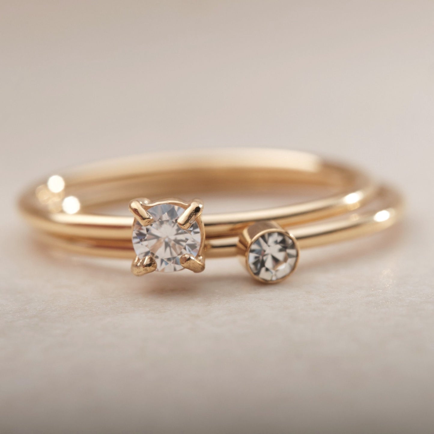 18K Gold Minimalist ring, Thin Gold Square Zirconia ring, Gold CZ ring, Hypoallergenic, Water-resistant, Gift for her, CZ Gold ring