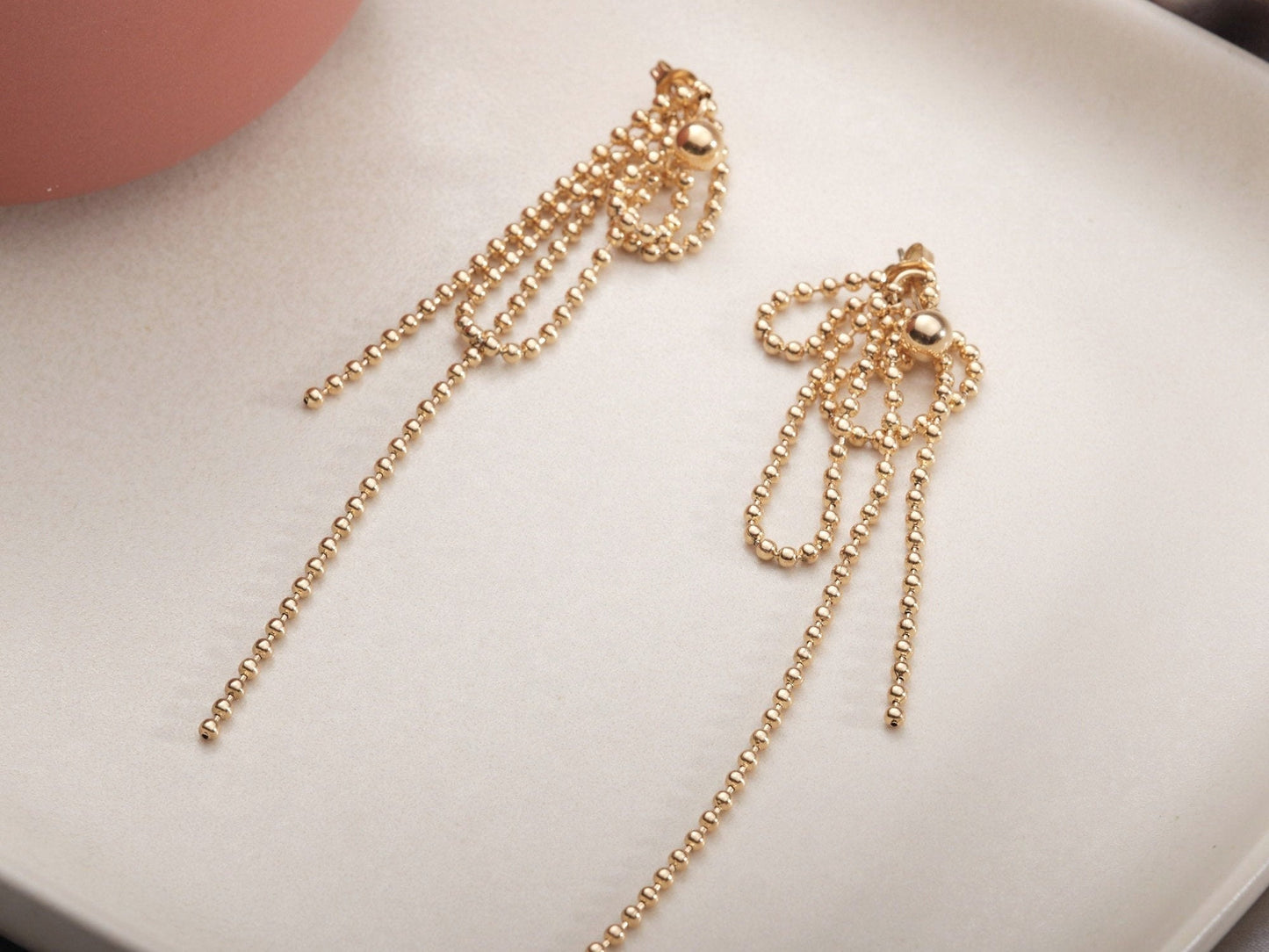 Shiny gold seed bead earrings, Long sparkle earrings, Statement fringe earrings, Bohemian jewelry, Party Earrings, Dangle, Boho, Tribal