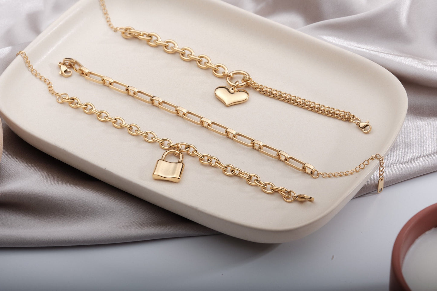 Link Chain Bracelet, 18k Gold Chunky Chain Bracelet, Gold thick Chain Bracelet, Chunky Curb Chain Bracelet, Stacking Bracelet Womens