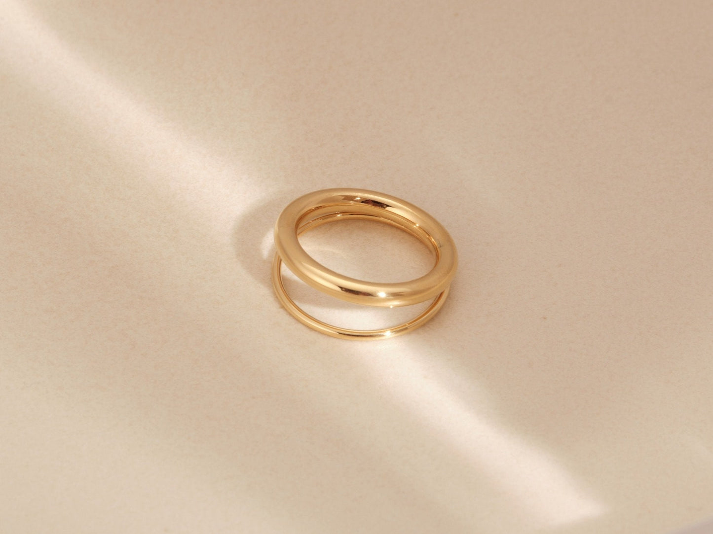 18K Gold Stackable Ring, Band Ring, Water and Tarnish Resistant Ring, Stainless Titanium Ring Double Band ring, Gold band ring, Dainty ring