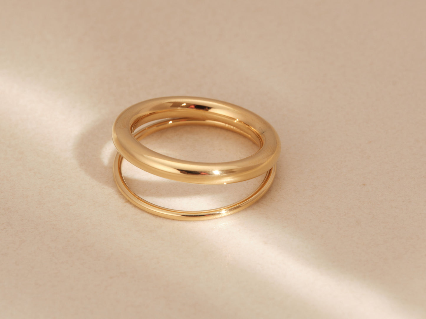 18K Gold Stackable Ring, Band Ring, Water and Tarnish Resistant Ring, Stainless Titanium Ring Double Band ring, Gold band ring, Dainty ring