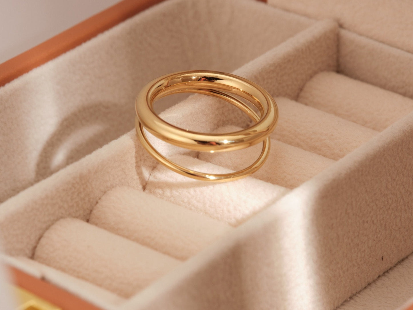 18K Gold Stackable Ring, Band Ring, Water and Tarnish Resistant Ring, Stainless Titanium Ring Double Band ring, Gold band ring, Dainty ring