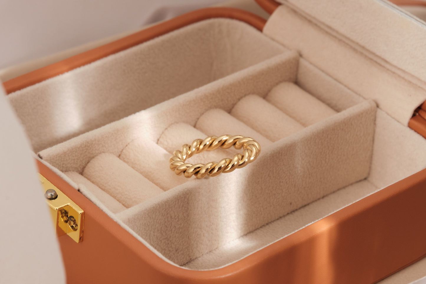 Gold Braided Rope Ring Twist Ring Gold Twisted Rope Wedding Band Gold Rope Ring Stacking Twist Ring Infinity Twisted Band WATERPROOF