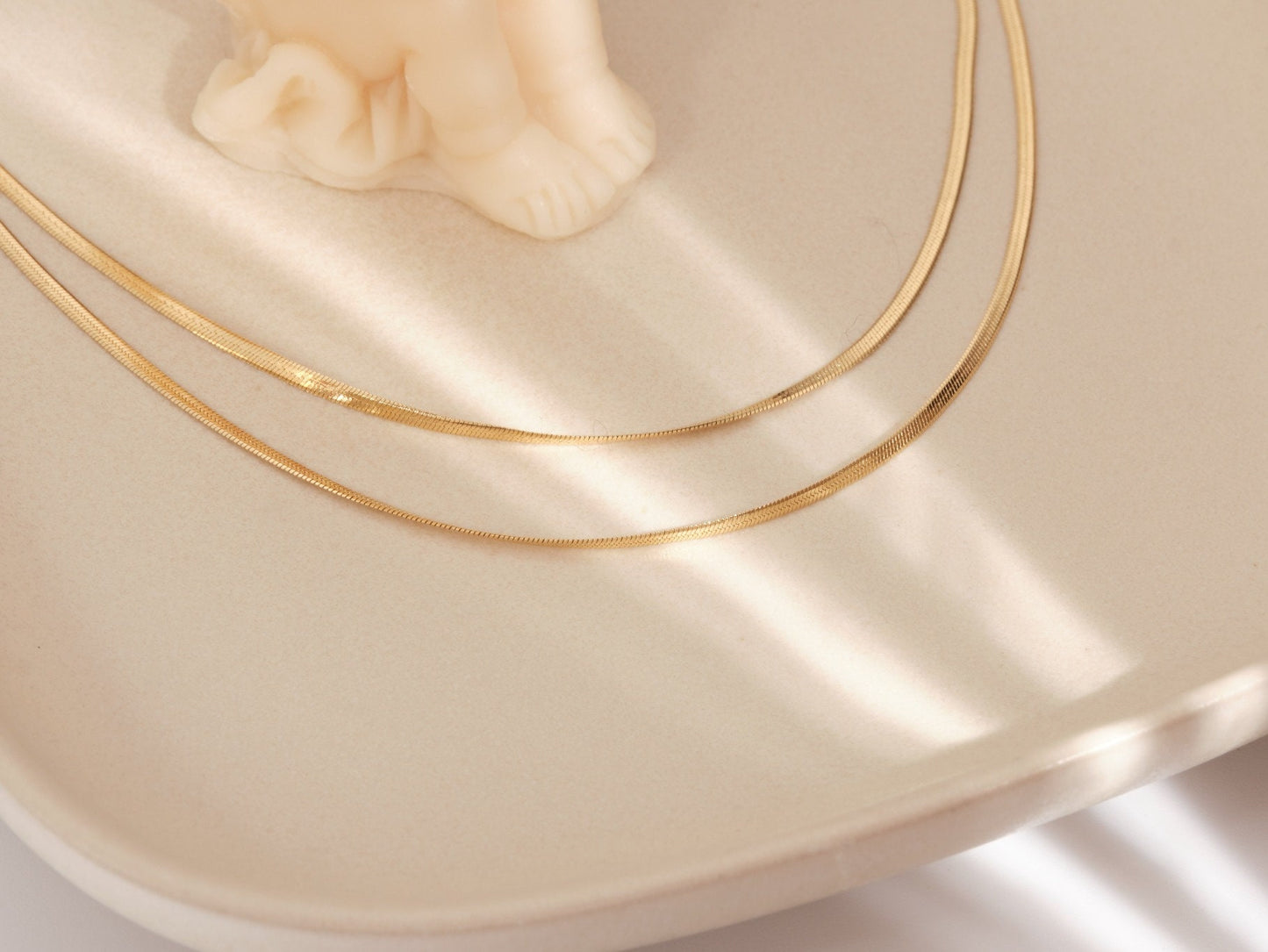 Double Herringbone Necklace, 2 in 1 Herringbone Chain, Layered Necklace Set, Snake Chain Necklace, Gold Necklace, Herringbone Choker, Gift