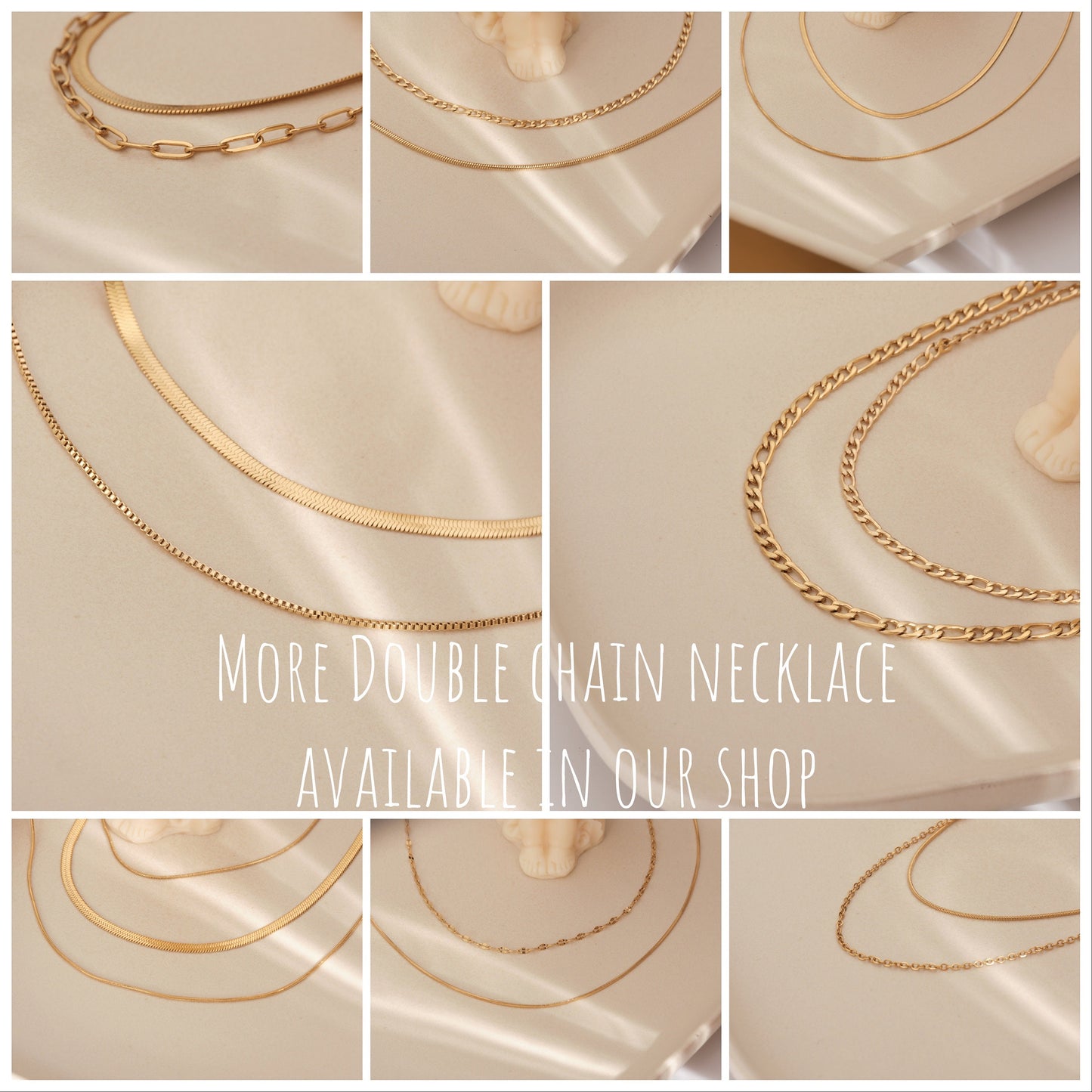 18K Gold Herringbone Necklace, 3 in 1 necklace, Gold Snake Chain Three Layer Necklace, WATERPROOF, Herringbone Chains Necklace