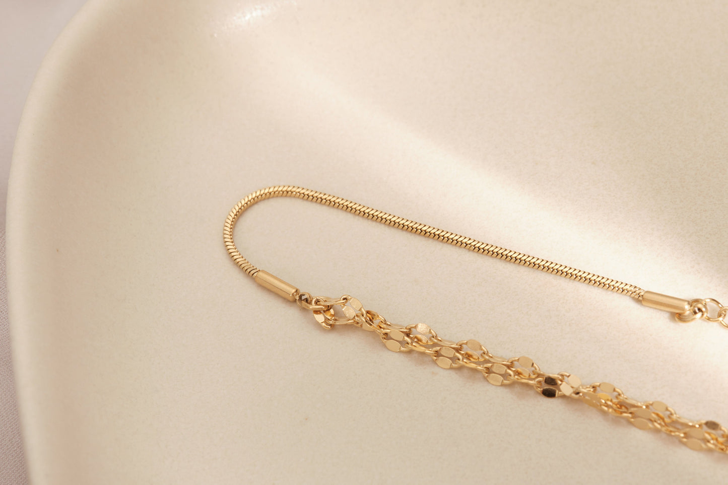 Gold Chain Bracelet, Sequin Chain Bracelet, Simple Bracelet, Lace chain bracelet Dainty Bracelet, Layering Bracelet, Herringbone Bracelet
