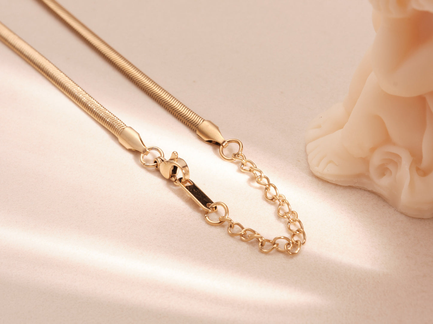 18K Gold Thick Herringbone Necklace Gold Snake Necklace Herringbone Choker Herringbone Chain Layered Necklace Snake Chain Necklace