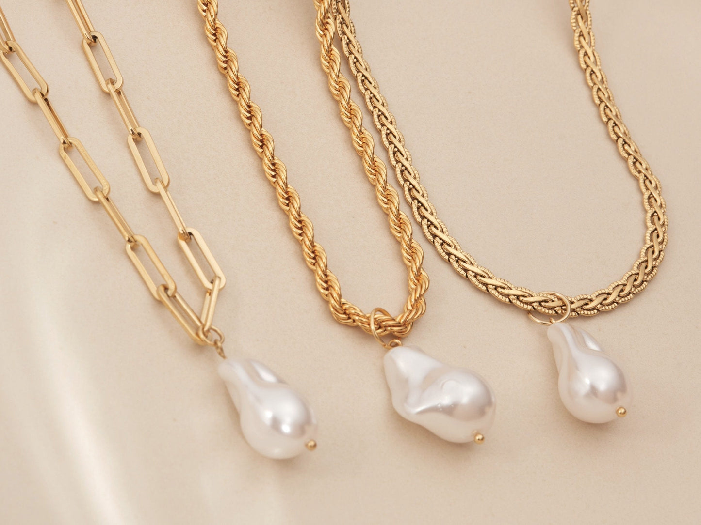 Pearl Hoop Earring Bridal Jewelry Gold Hoop Earrings Baroque Pearl Earrings Gold Hoops Minimalist Jewelry Bridesmaids Gift Set WATERPROOF