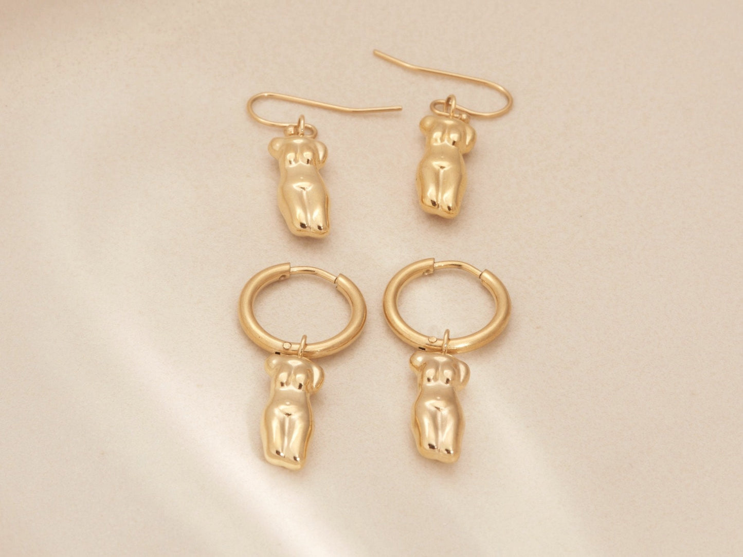 Abstract Female Body Silhouette Necklace, Female Silhoutte Necklace, Gold Statement Earring Minimal Earrings, Modern Earring WATERPROOF