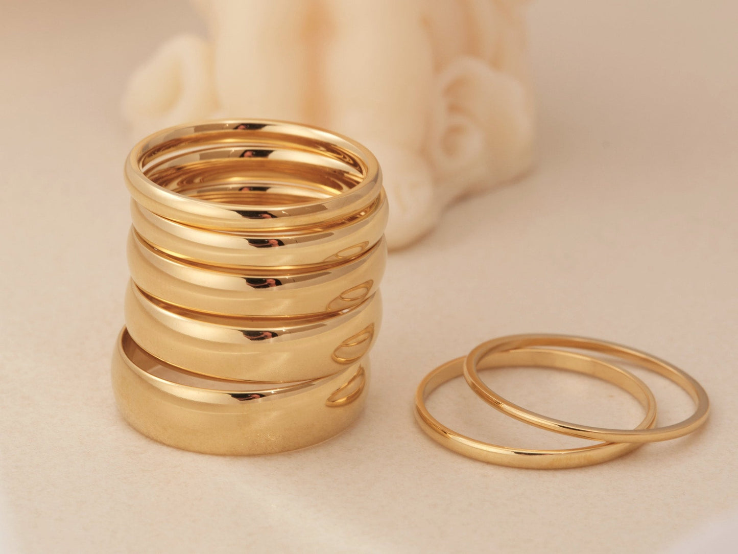 Gold Ring 2mm 4mm 6mm Width 18K Gold Stainless Steel Stacking Ring Gold Thin Ring Gold Thin Band Waterproof Ring Tarnish-resistant