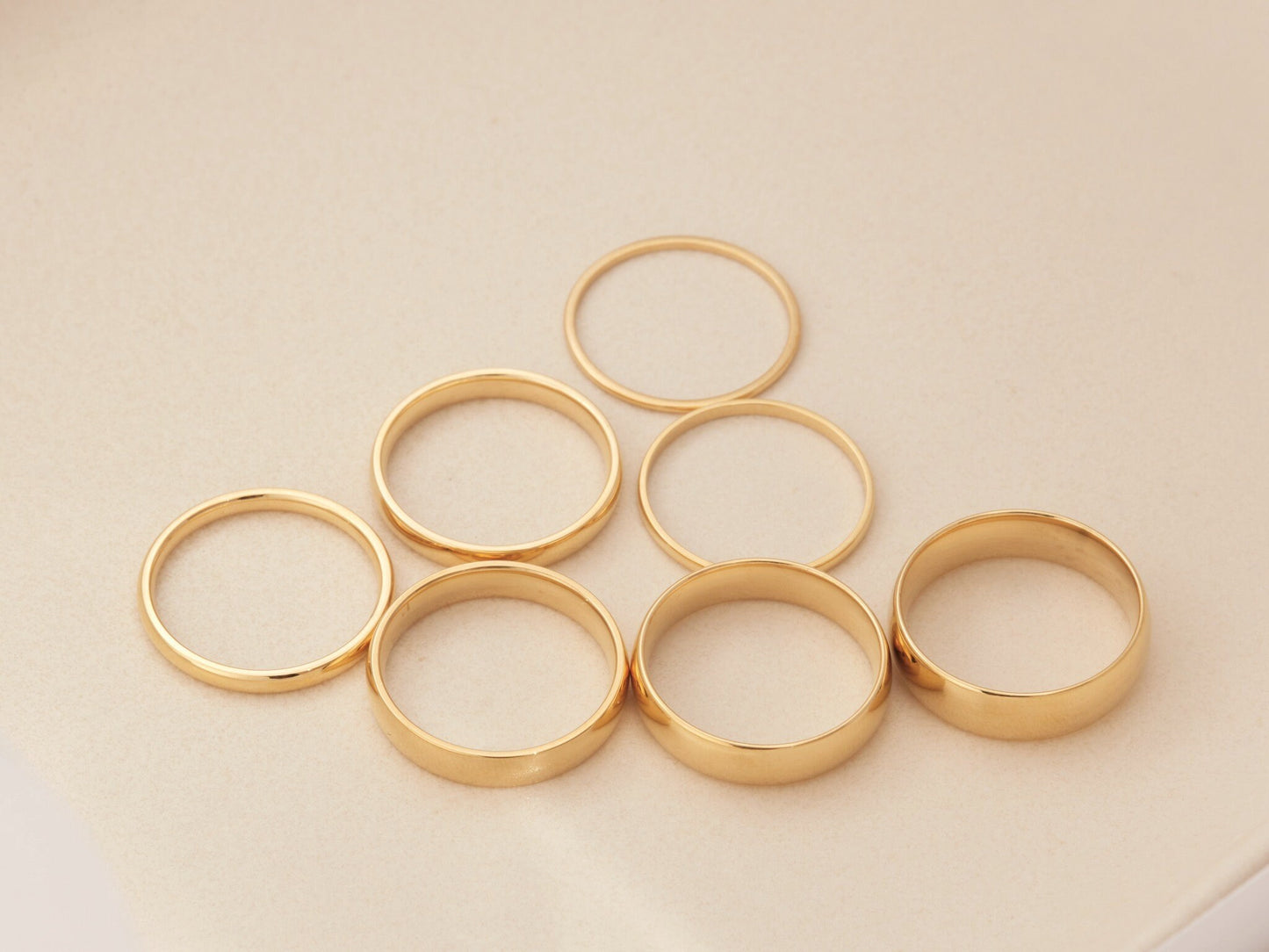 Gold Ring 2mm 4mm 6mm Width 18K Gold Stainless Steel Stacking Ring Gold Thin Ring Gold Thin Band Waterproof Ring Tarnish-resistant