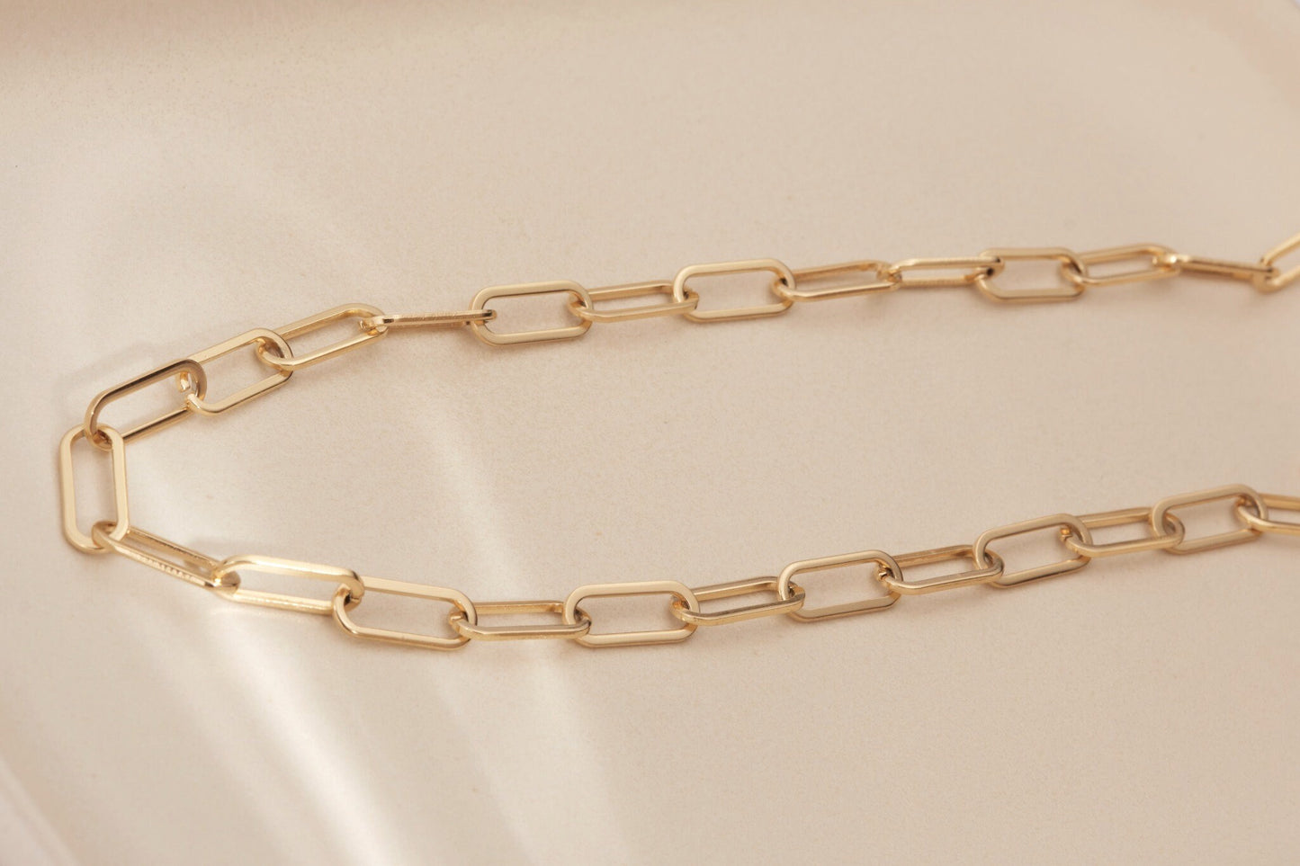 Gold Chunky Paperclip Necklace Gold Chain Necklace, Paperclip Chains, Rectangle Chains Necklace, Gold Link Chain Necklace, WATERPROOF