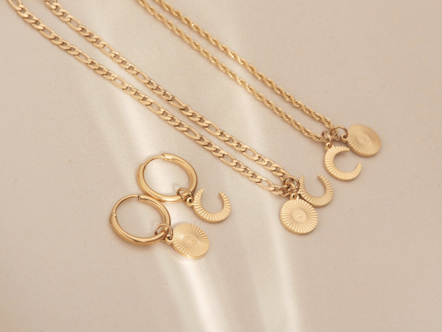 Gold Sun and Moon Necklace Gold Sun Crescent Moon Necklace Gold Moon Necklace Eclipse Necklace Sun Pendant Gold Sunbeam Necklace