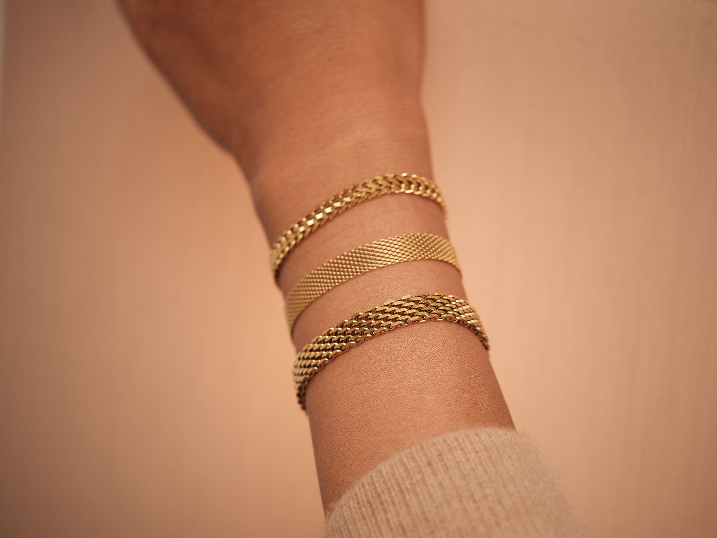 Gold Mesh Bracelet Vintage Jewelry Gold Bracelet Stainless Steel Waterproof Anti tarnish Gold Jewelry Gift For Her Him Mom Bracelet Gift