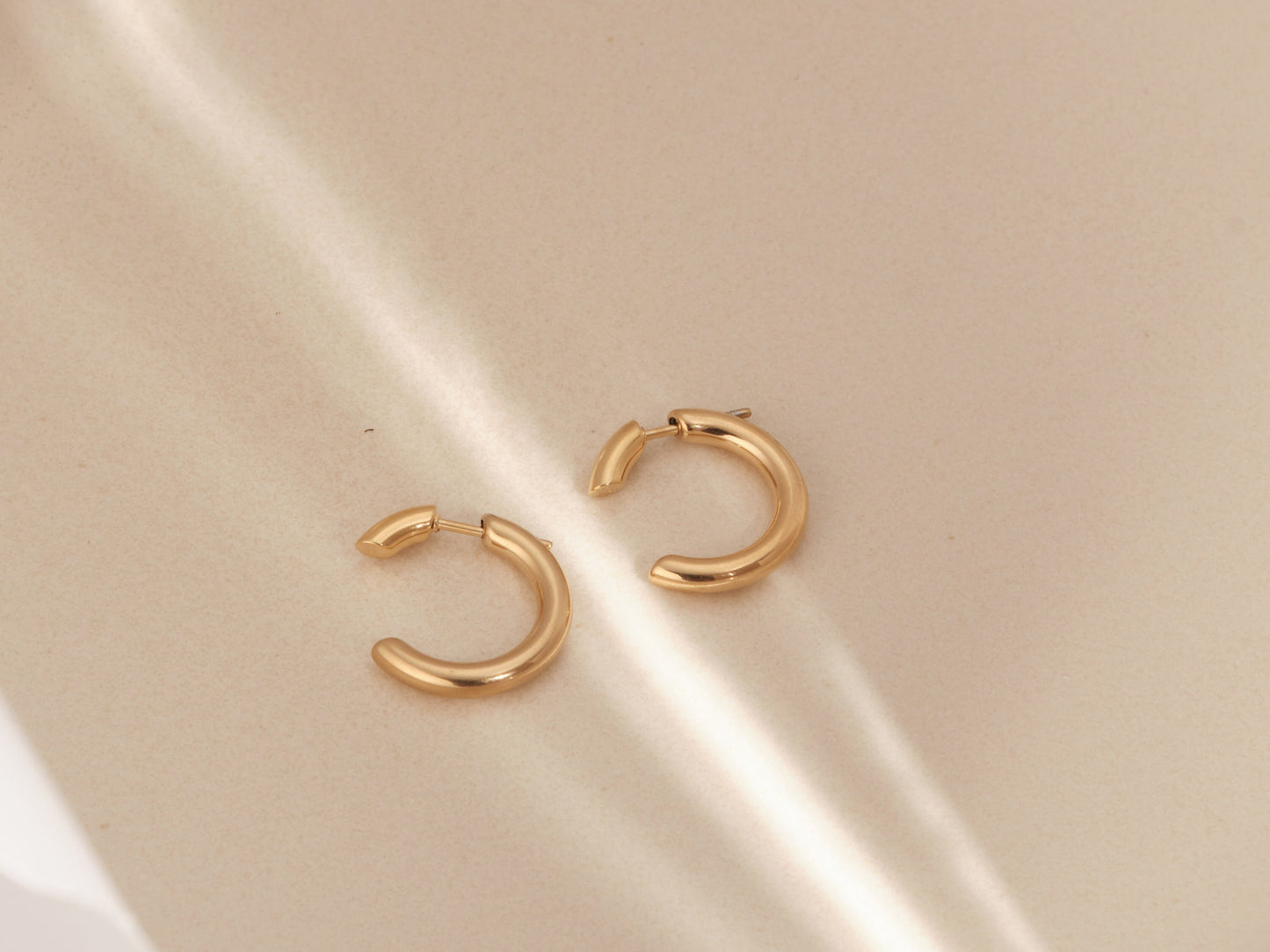 Gold Notched Hoops, Gold Open Hoops, Gold Hoop Studs, Gold Studs, Large Hoops, Small Hoops, Tarnish Free, Hypoallergic, waterproof earrings
